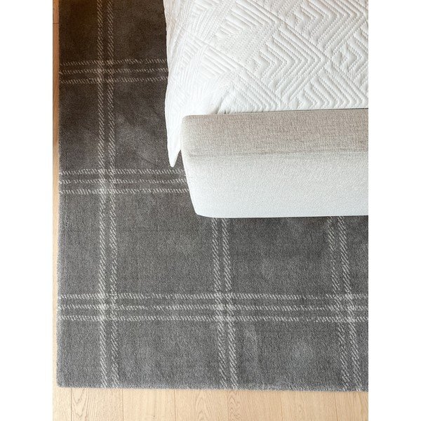 Antracitno sivi vuneni tepih 133x190 cm Calisia M Grid Prime – Agnella-image-2