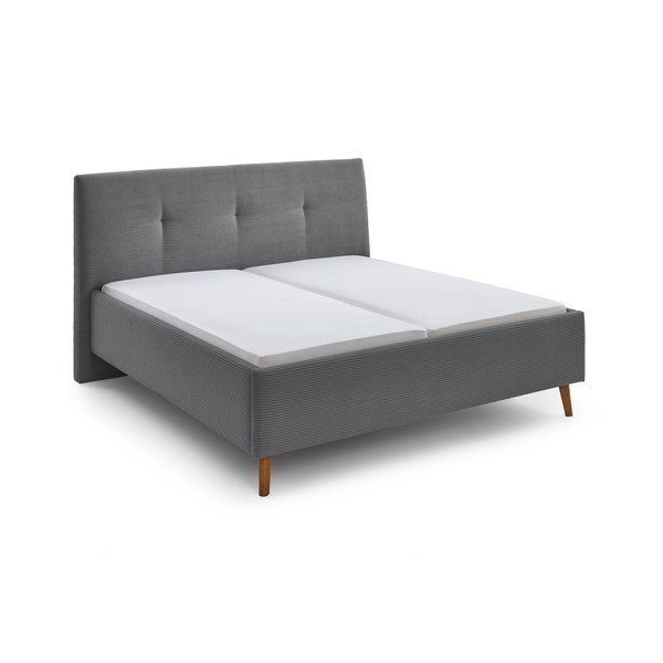 Sivi tapecirani bračni krevet s prostorom za odlaganje s podnicom 180x200 cm Madea – Meise Möbel-image-2