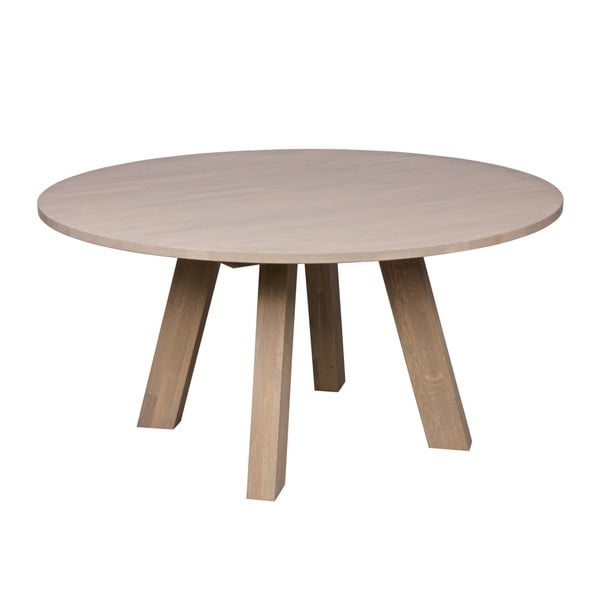 Blagovaonski stol od bijeljenog hrastovog drva WOOOD Rhonda, Ø 150 cm