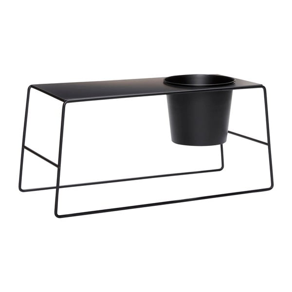 Crni metalni stolić s ugrađenom teglom Hübsch Metalnim