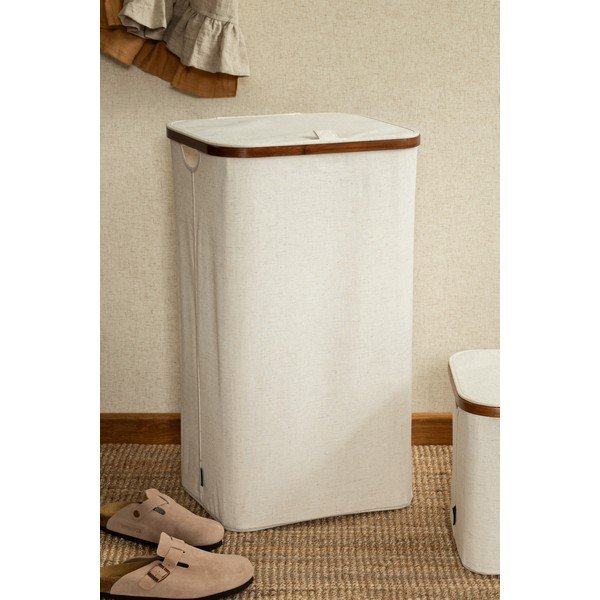 Krem tekstilna košara za rublje Bamboo/Linen – Bigso-image-2