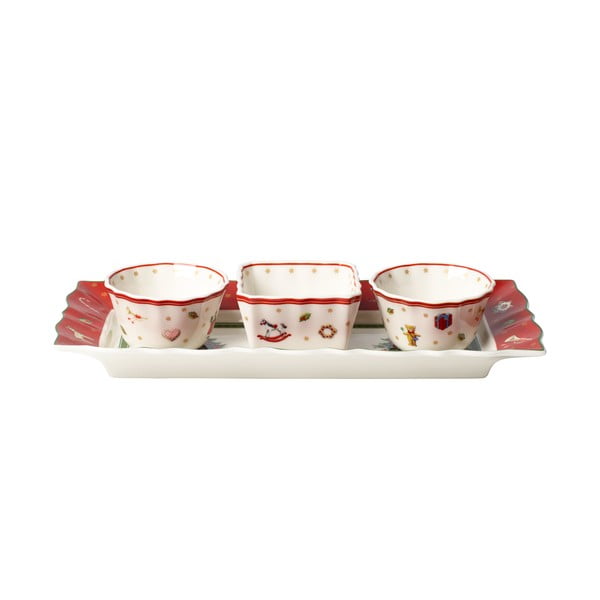 Set od 3 porculanske zdjele za posluživanje s pladnjem s božićnim motivom Villeroy & Boch