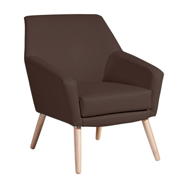 Smeđa fotelja izrađena od imitacije kože Max Winzer Alegro