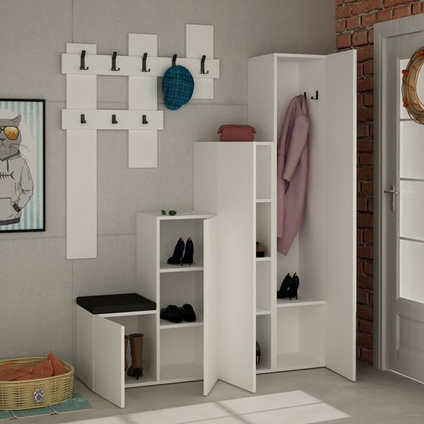 Komplet bijelih ormara i zidne vješalice Homitis Up-image-1