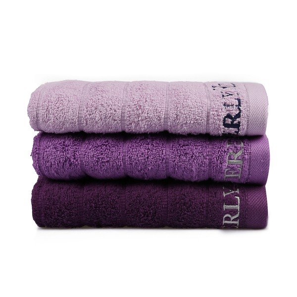 Set od 3 ljubičasta pamučna ručnika, 90 x 50 cm-image-1