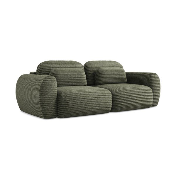 Zelena sklopiva/s prostorom za pohranu sofa od samta 266 cm Kini – Makamii-image-1