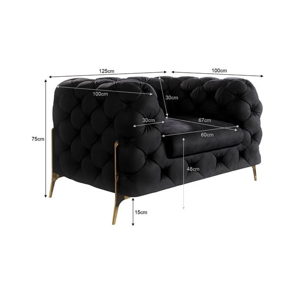 Crna baršunasti fotelja Chelsea Bis – Ropez-image-4