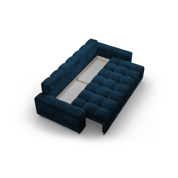 Plava baršunasti sklopiva/s prostorom za odlaganje sofa 250 cm Wicklow – Cosmopolitan Design-image-3