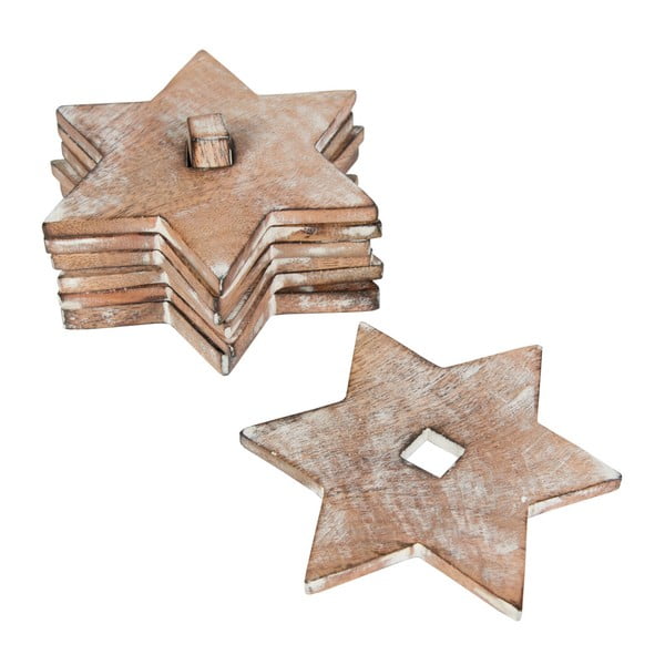 Set od 6 božićnih podmetača izrađenih od drva manga u obliku zvijezde Sass &amp; Belle, 10,5 x 1,5 cm