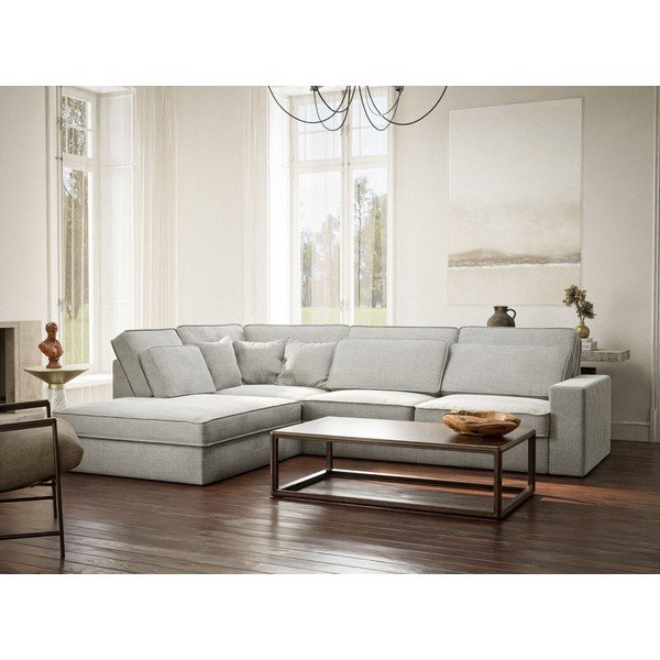 Svijetlo siva kutna garnitura od šenila (s lijevim kutom/u obliku slova L) Kirou – Maison de Rêve-image-1