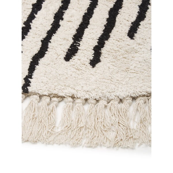 Bež-crni ručno tkani pamučni tepih Westwing Collection Fini, ø 150 cm-image-4