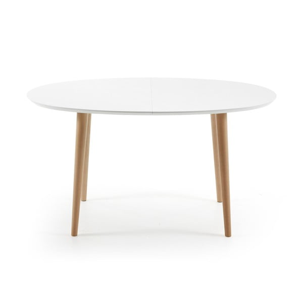 Bijeli proširiv blagovaonski stol s bijelom pločom stola 90x140 cm Oqui – Kave Home-image-1