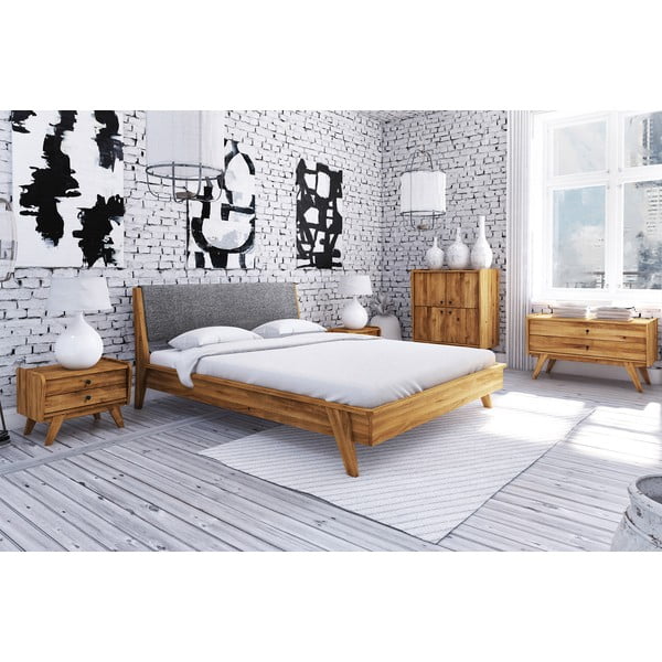 Bračni krevet od hrastovog drveta 200x200 cm Retro 1 - The Beds-image-1