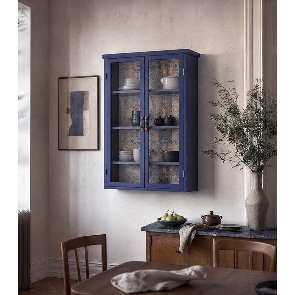Plava vitrina od masivne jele 81x122x22 cm Hazem – Bloomingville-image-1