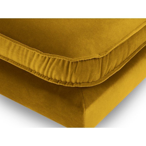 Žuti baršunasti tabure s crnim nogama Kooko Home Lento-image-3