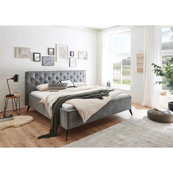 Sivi tapecirani bračni krevet bez podnice 180x200 cm Alicante – Meise Möbel-image-1