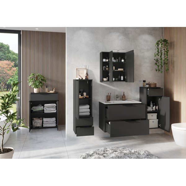 Antracitno sivi visok/zidni kupaonski ormarić 71x95 cm Crandon – Germania-image-4