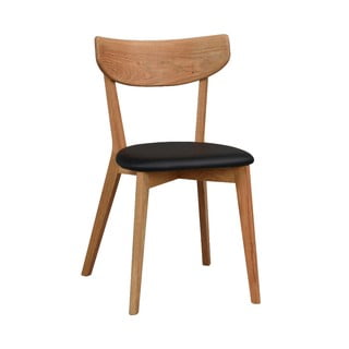 Blagovaona stolica od smeđe hrastovine s crnim Rowico Ami sjedalom