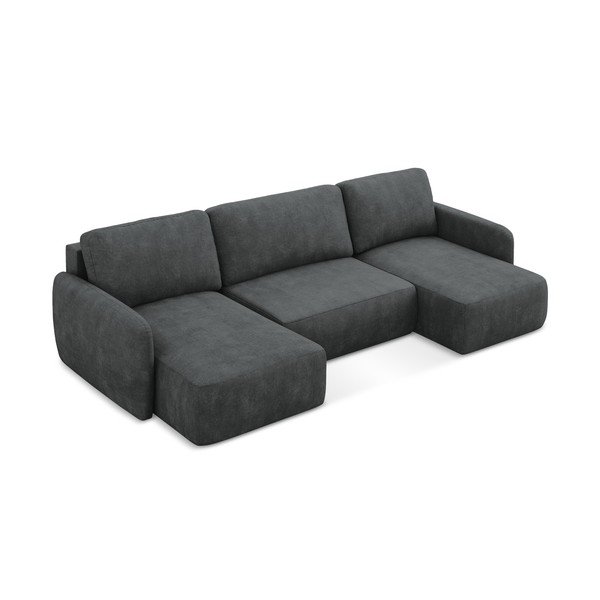 Tamno siva sklopiva/s prostorom za pohranu kutna garnitura od šenila (u obliku slova "U") Lilo – Makamii-image-2