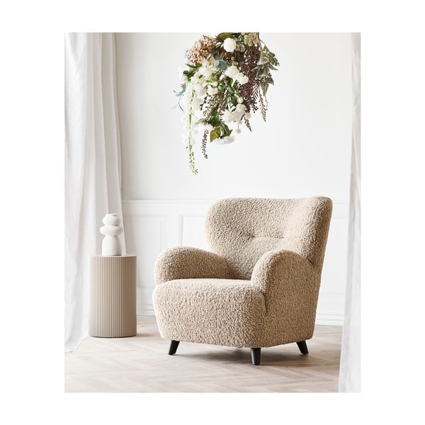 Svjetlo smeđa fotelja od bouclé tkanine Lunaro – House Nordic-image-1