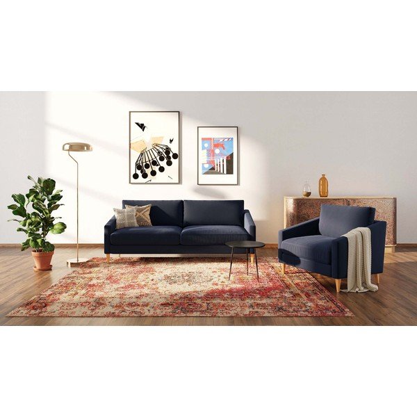 Tamno plava baršunasti sofa 200 cm Karoto – Ame Yens-image-3