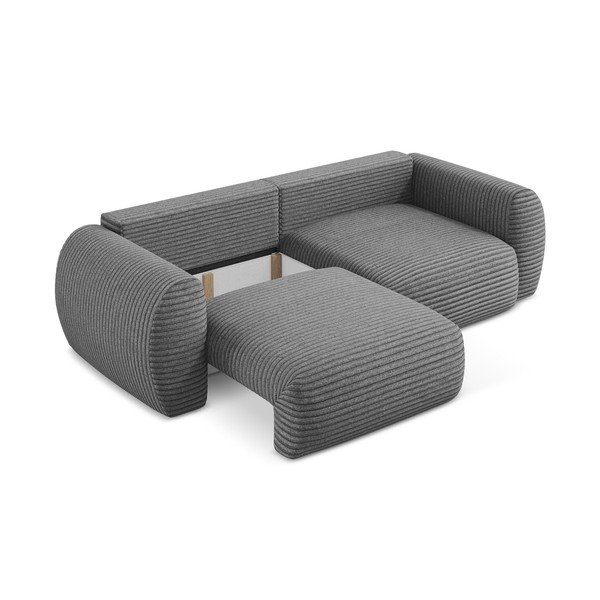 Tamno siva sklopiva/s prostorom za pohranu sofa od samta 266 cm Kini – Makamii-image-3