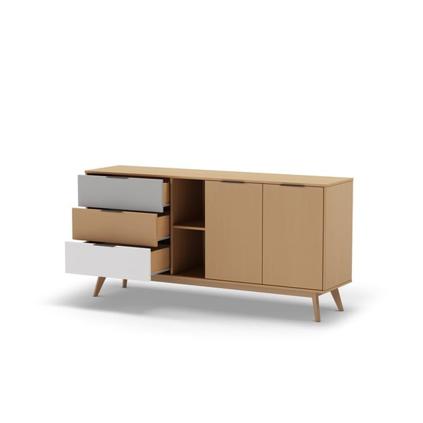 Niska komoda od borovine u prirodnoj boji 165x81 cm Elfa – Marckeric-image-3