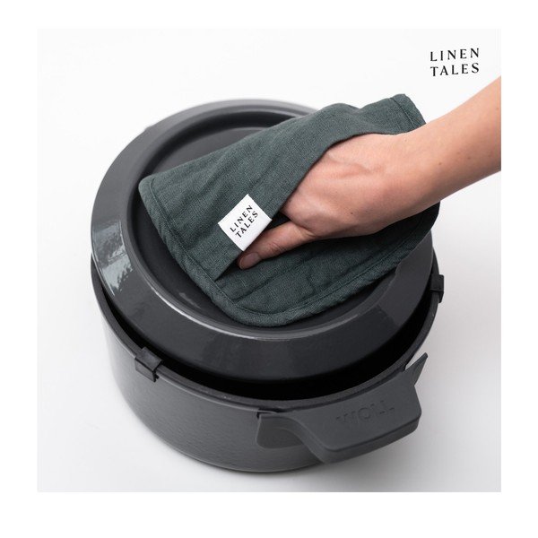 Lanena kuhinjska rukavica Forest Green – Linen Tales-image-1