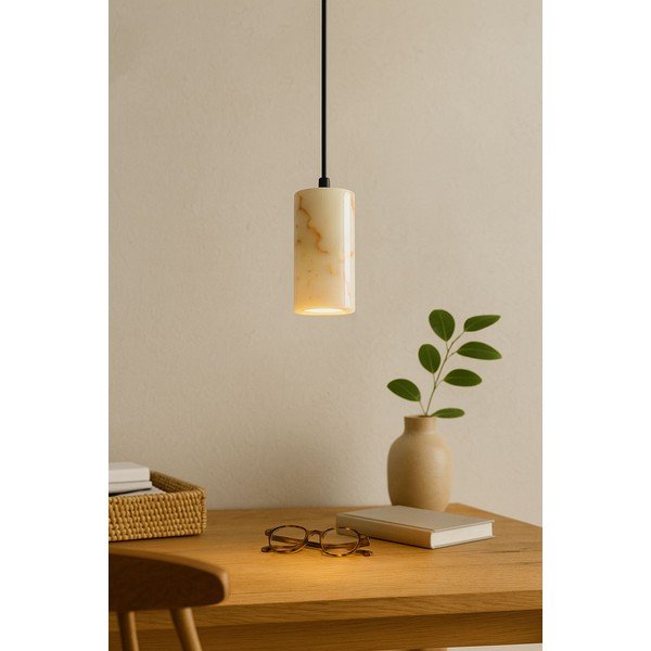 Krem viseća svjetiljka s mramornim sjenilom ø 6,5 cm Selma – Opviq lights-image-4