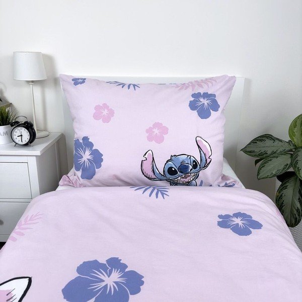Svijetlo ružičasta pamučna dječja posteljina za krevet za jednu osobu 140x200 cm Lilo & Stitch "Pink" – Jerry Fabrics-image-4