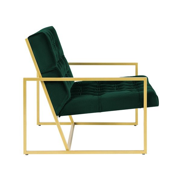 Zelena fotelja s dizajnom u zlatnoj boji Mazzini Sofas Bono-image-3