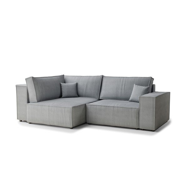 Siva sklopiva/s prostorom za odlaganje kutna garnitura od samta (s lijevim kutom/u obliku slova L) Tonga – Maison de Rêve