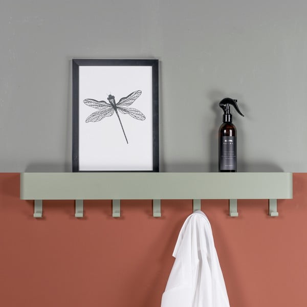 Prljavo zelena metalna zidna vješalica s policom 72 cm Dax Play – Spinder Design-image-3