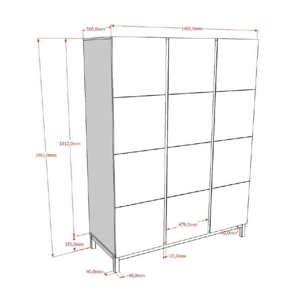 Bijela dječja garderoba 149x196x58 cm Eva – Vipack-image-2