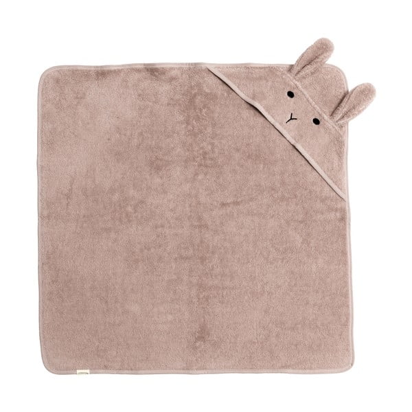 Ružičasti/smeđi pamučan dječji ručnik s kapuljačom 75x75 cm Rabbit – Kindsgut-image-1
