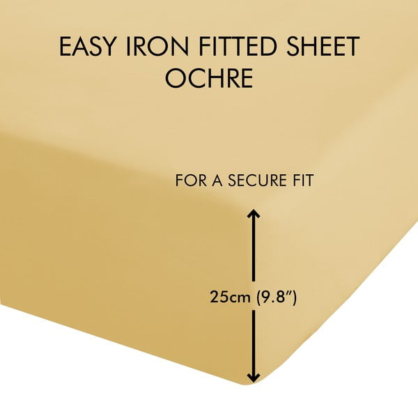 Žuta  plahta s gumom od perkala 90x190 cm Easy Iron Percale – Catherine Lansfield-image-3