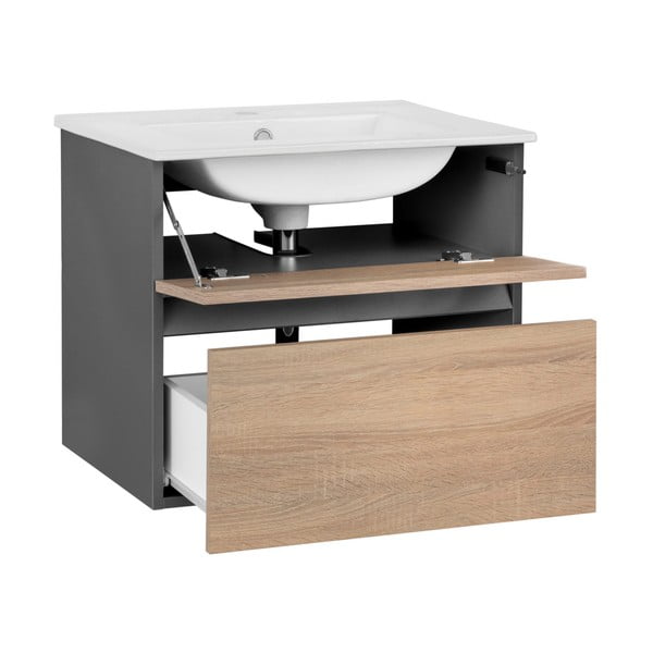 Zidni ormarić bez umivaonika u dekoru hrasta u prirodnoj boji 60x52 cm Wisla – Støraa-image-3