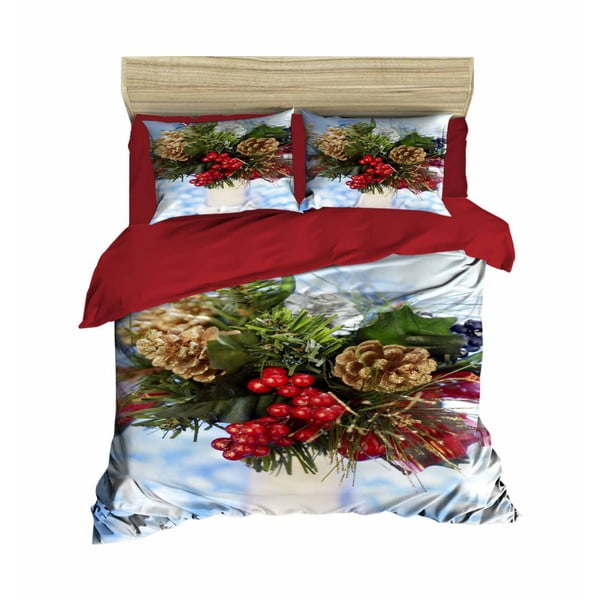 Božićna posteljina za bračni krevet s Mattia plahtama, 160 x 220 cm