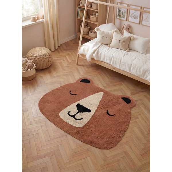 Smeđi periv/ručno rađen pamučan dječji tepih 101x120 cm Snuggle Benni – Hanse Home-image-1