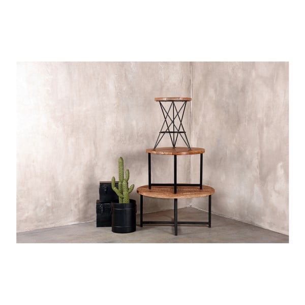 Crni stolić za kavu s pločom od drveta manga LABEL51 Dex, ⌀ 60 cm-image-1