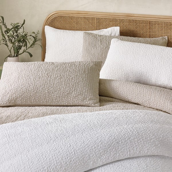 Svjetlo smeđa posteljina za bračni krevet/za produženi krevet od krepa 230x220 cm Crinkle Seersucker – Catherine Lansfield-image-4