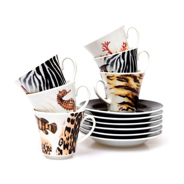 Set od 6 porculanskih šalica za čaj Kutahya Sea World, 80 ml