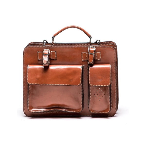 Smeđa kožna torbica Luisa Vannini, 17 x 28 cm