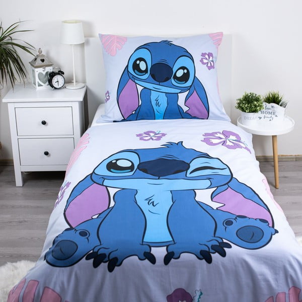 Plava/ljubičasta pamučna dječja posteljina za krevet za jednu osobu 140x200 cm Lilo and Stitch "Cute" – Jerry Fabrics-image-1