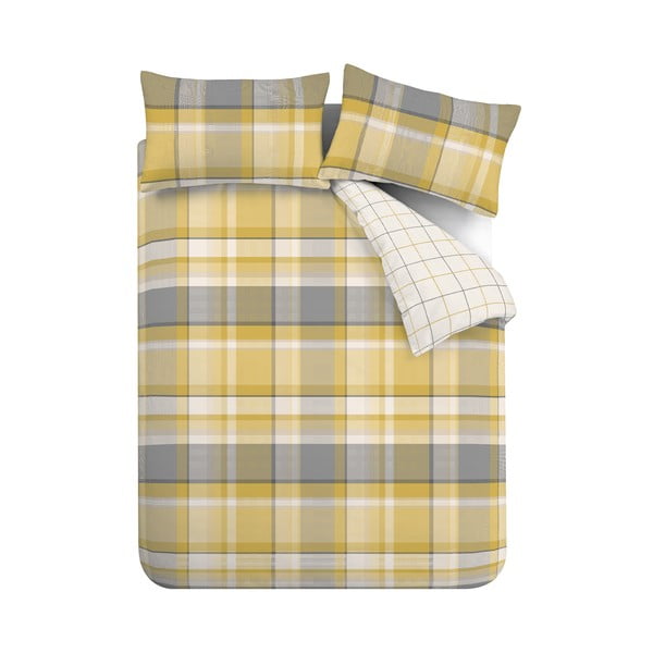 Žuta posteljina za bračni krevet 200x200 cm Check - Catherine Lansfield