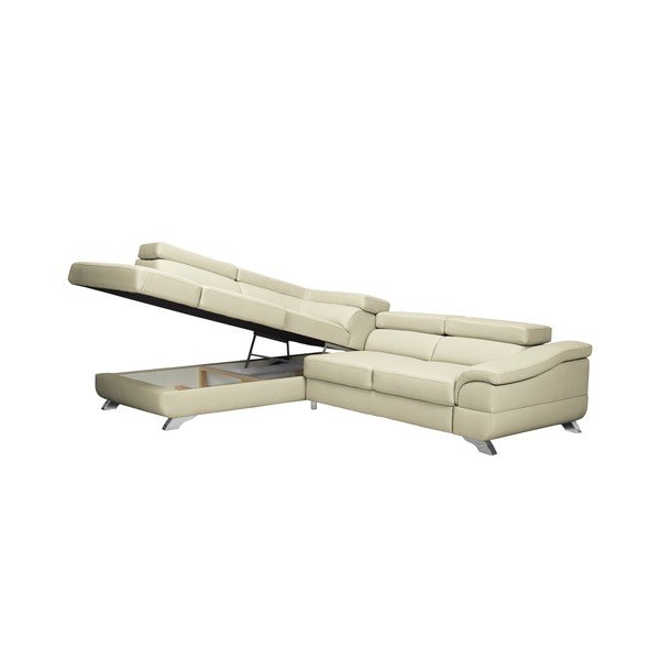 Bež kožni kutni kauč na razvlačenje Windsor &amp; Co Sofas Gamma, lijevi kut-image-4
