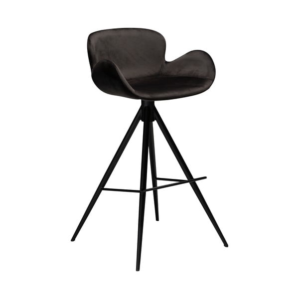 Crna barska stolica DAN – FORM Denmark Gaia Velvet, visina 98 cm