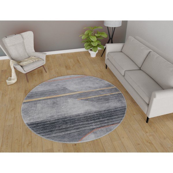 Sivi perivi okrugli tepih ø 120 cm Yuvarlak – Vitaus-image-1