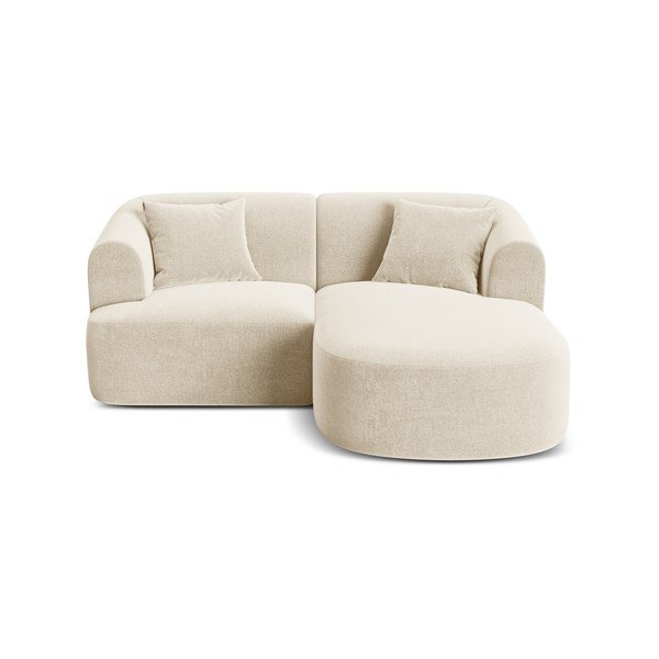 Bež baršunasti kutna garnitura (s desnim kutom/s ležaljkom) Campi – Cosmopolitan Design