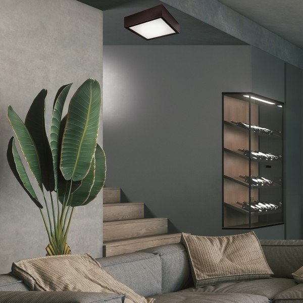 Tamno smeđa stropna svjetiljka sa staklenim sjenilom 27,5x27,5 cm Quadro – LAMKUR-image-2
